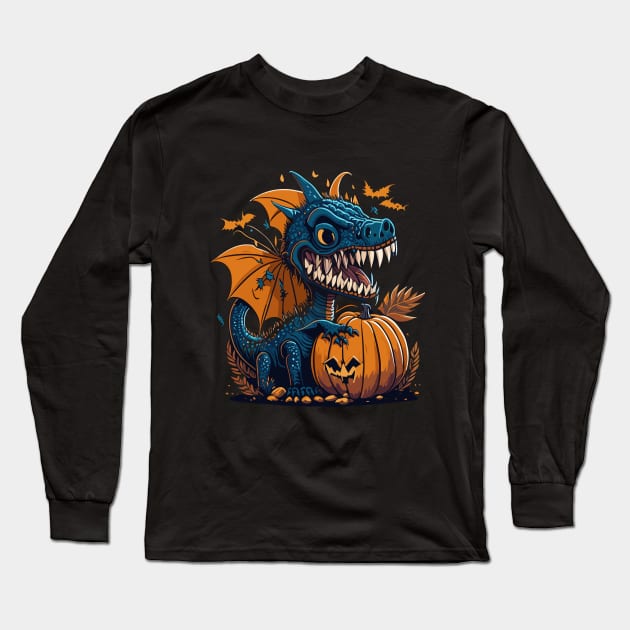 Halloween dinosaur Long Sleeve T-Shirt by Roshan